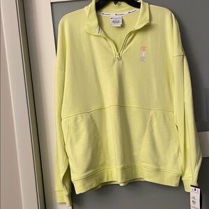 Champion Women's Light Yellow Zip-Up Sweater